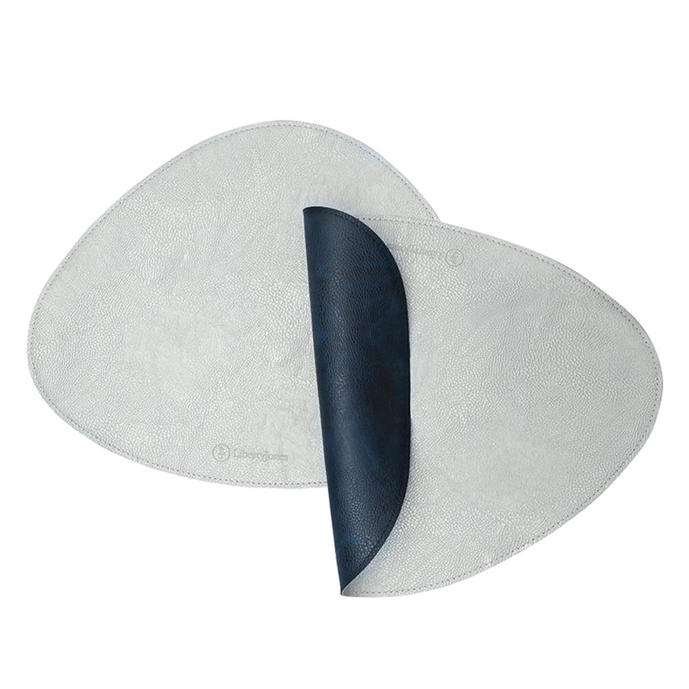 Набор из 2-х двухсторонних сервировочных салфеток Drop, 33х41 см, синий/светло-серый