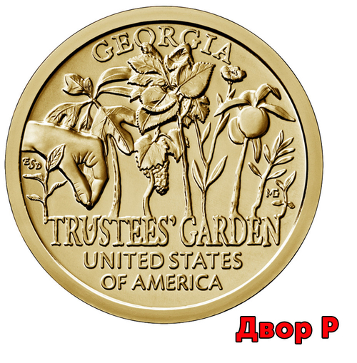 1 доллар. Американские инновации - Сад попечителей (Джорджия). США. 2019 год. Двор Р