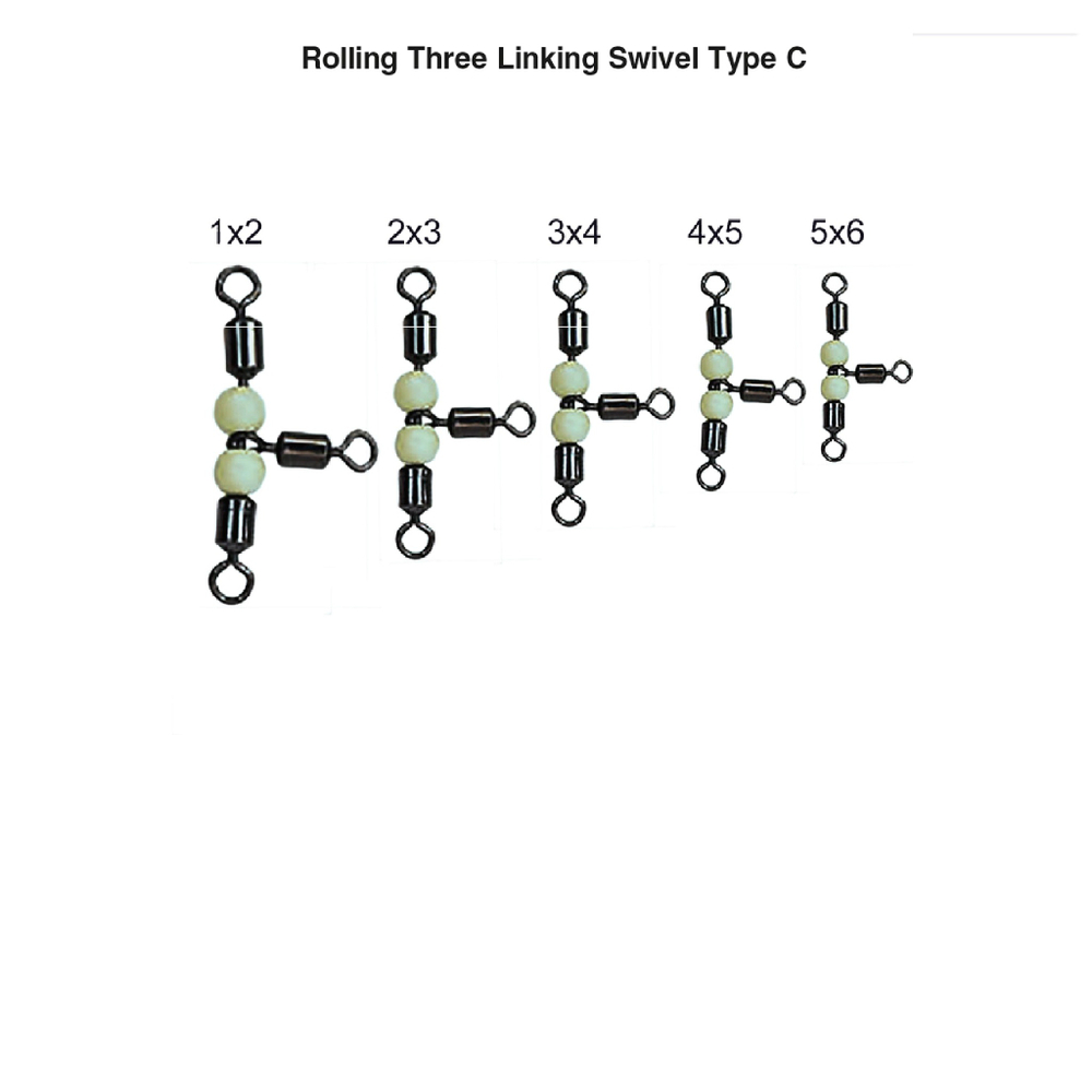 Вертлюг "Волжанка" Rolling Three Linking Swivel Type C 3x4 тест 36кг (5шт/уп) по 5 упаковок