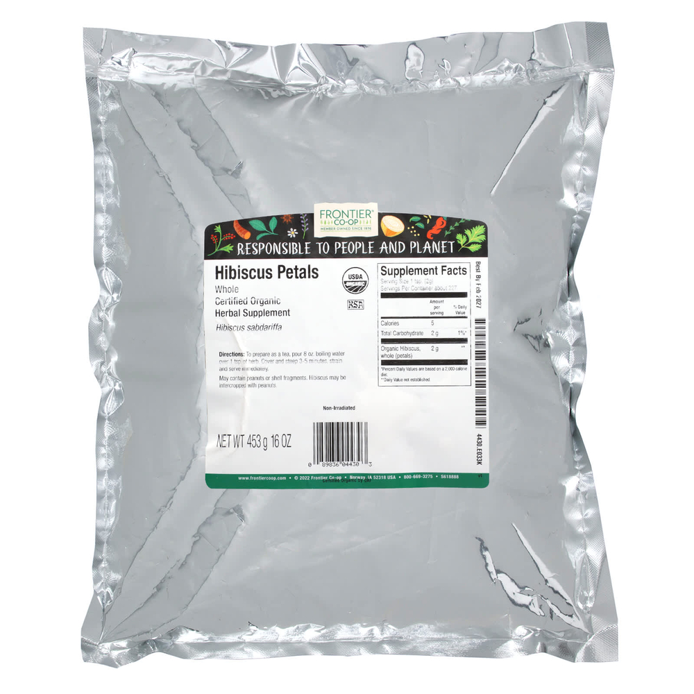 Frontier Co-op, Органические цельные лепестки гибискуса, 453 г (16 унций)