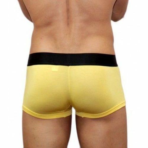 Мужские трусы хипсы желтые с черной резинкой Calvin Klein Steel Yellow Black Waistband Boxer