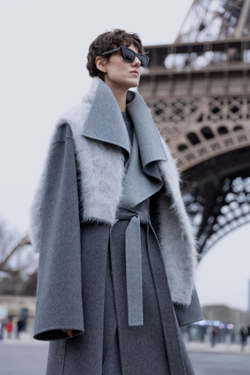 Пальто двустороннее из шерсти Берберри серый-темно-серый