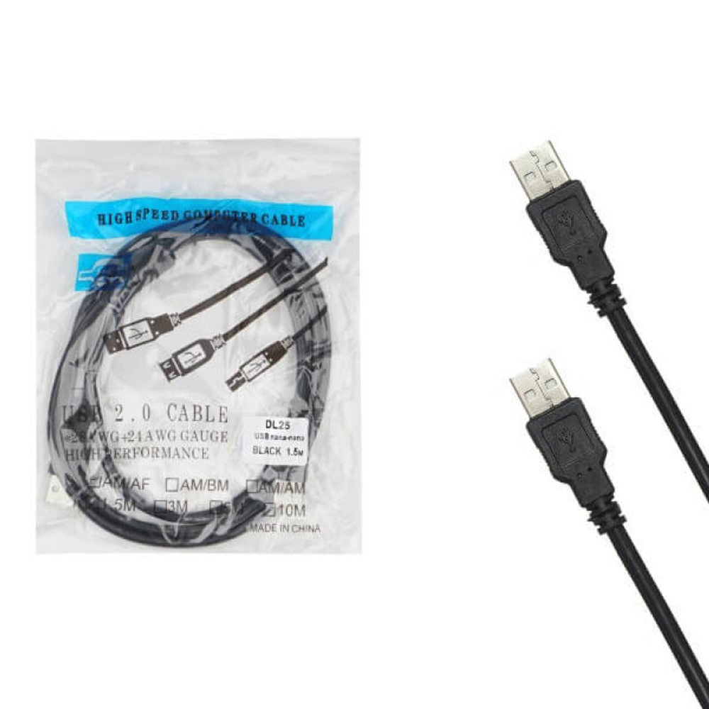 Кабель удлинитель DL25 USB2.0 M/M (папа-папа) с фильтром AA 1,5м (black)