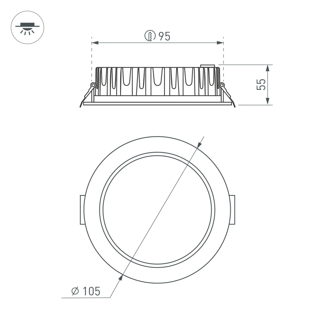 Светильник MS-MIST-BUILT-R105-9W Day4000 (WH, 110 deg, 230V) (Arlight, IP54 Металл, 5 лет) 039061