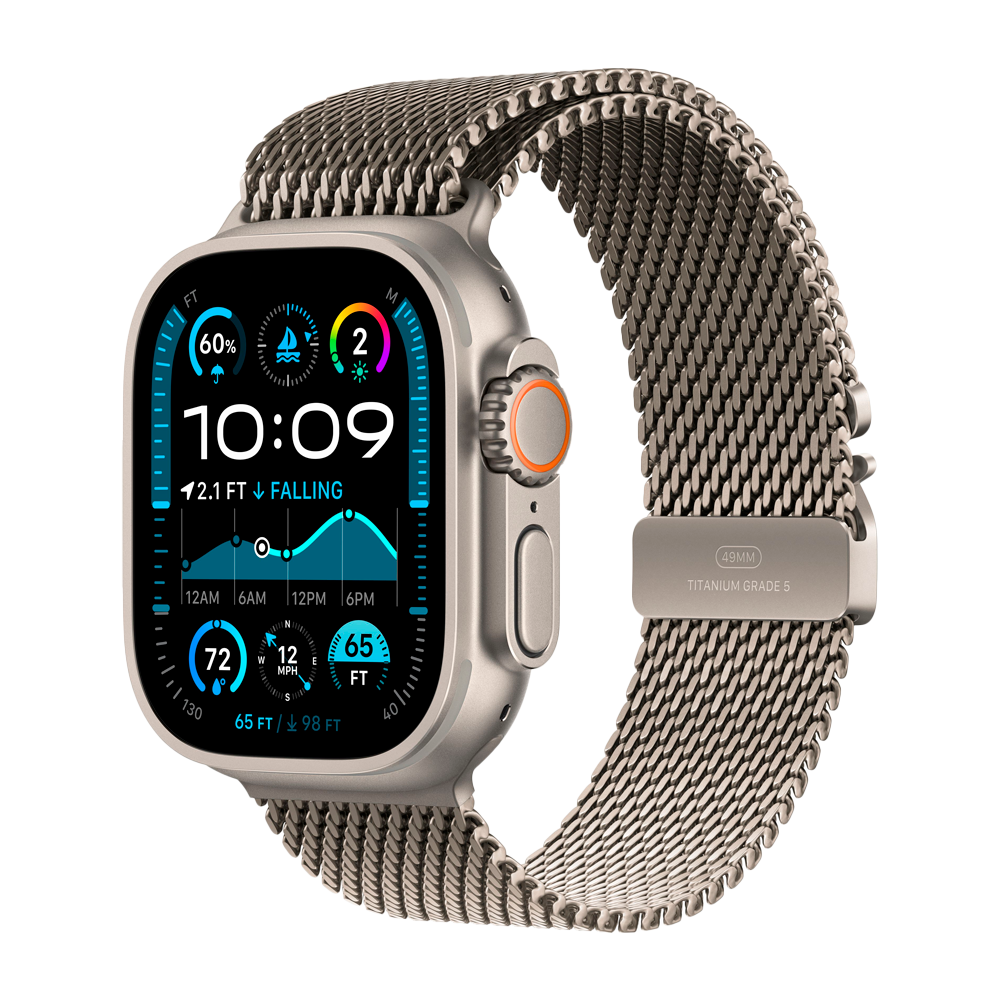 Умные часы Apple Watch Ultra 2 (2024) GPS + Cellular, 49mm, Natural Titanium Case with Natural Titanium Milanese Loop S, (Натуральный титановый)