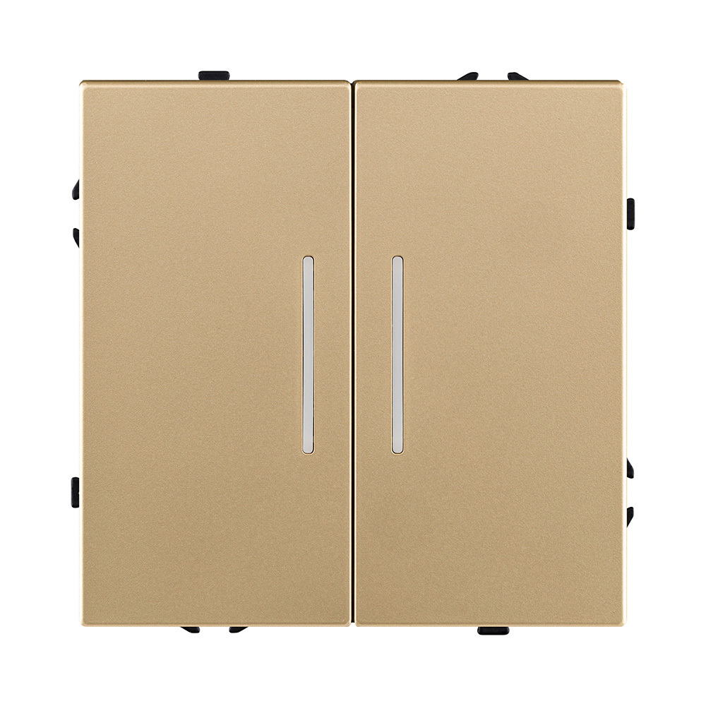 Выключатель 2-клавишный 10А/250В с LED подсветкой, золотой Kollinger Eclipse EC-010GD