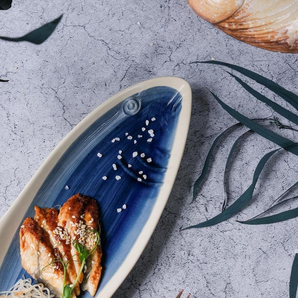 Блюдо овальное 42*13,3 см h4,5 см Рыба Fish Northern Blue Frutti di Mare P.L. [1]