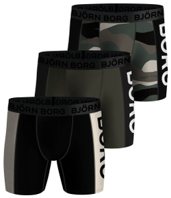 Мужские спортивные боксеры Björn Borg Performance Boxer Panel 3P - black/green/print