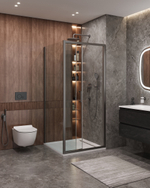 Душевой уголок Cezares MOLVENO-AHF-31-100/90-C-GM-IV, 100х90х195, профиль оружейная сталь, прозрачное стекло