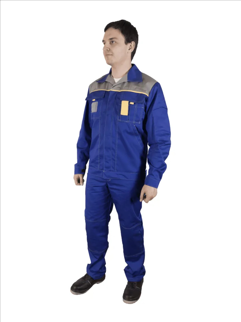 Костюм мужской летний «ДНЕПР» (куртка+полукомбинезон) цв.васильковый/светло-серый
