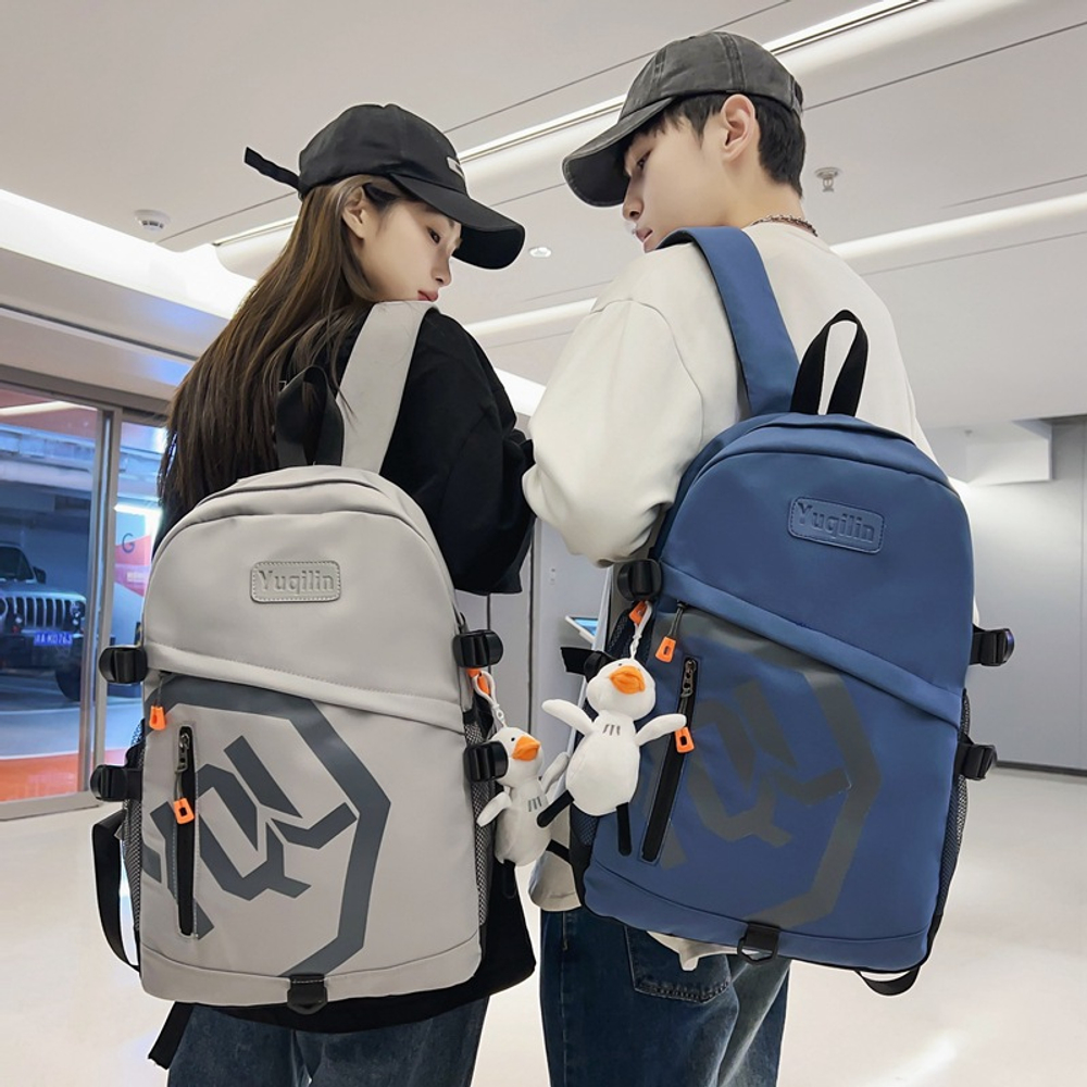 GEERDUN Nylon Backpack Unisex Black/Gray/White/Blue