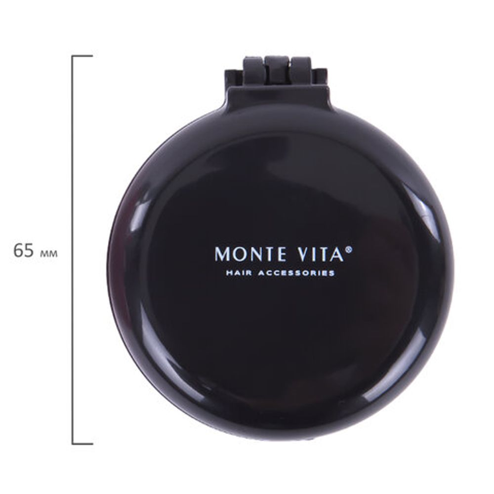 Расческа для волос массажная "2 в 1", 6,5 см с зеркалом, компактная цвета АССОРТИ, MONTE VITA (МОНТЕ ВИТА), 457425