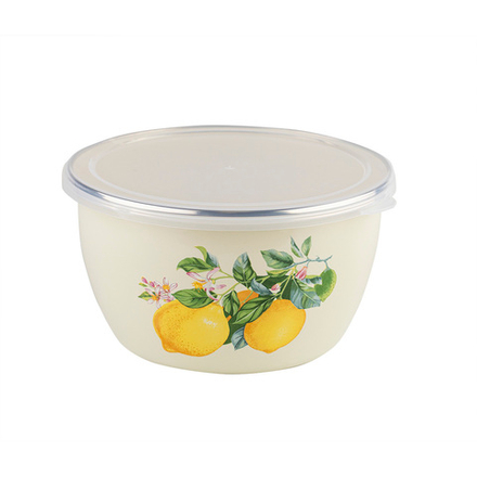 Салатник эмалированный Metrot Лимоны, с крышкой, 1,1 л