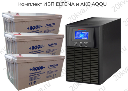 Комплект ИБП ELTENA и АКБ AQQU | 1000 ВА на 24 часа