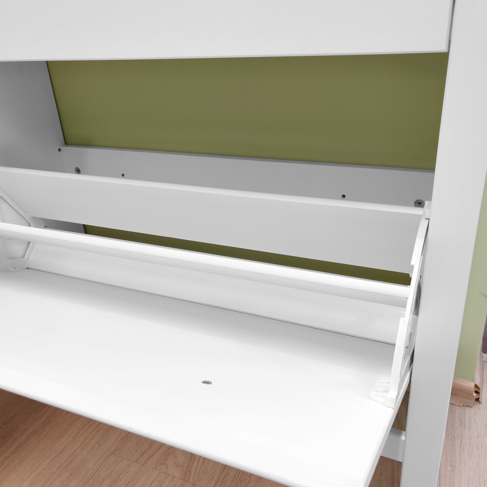 Обувница 2 отделения с ящиком КАНТРИ (IKEA HEMNES), 89х30х127 см, белая