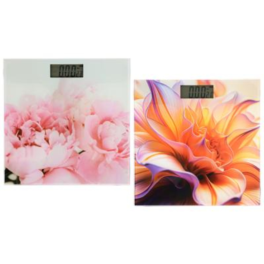 Весы напольные электронные "Цветы"  ЖК-дисплей 28*28*0,5см макс.нагрузка 180кг (10шт/кор)