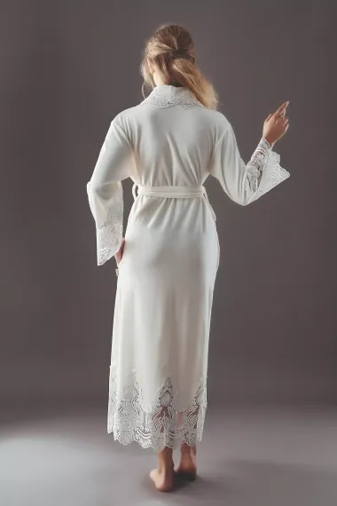 Халат женский велюровый Kleopatra 0383 кремовый NUSA Турция