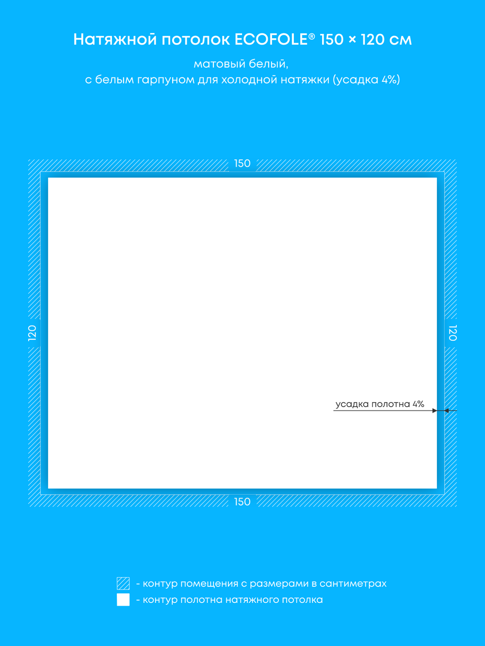 Матовый натяжной потолок 1.8 м2