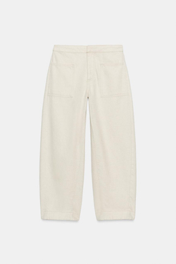 ZARA БРЮКИ BARREL — ZW COLLECTION, ЭКРЮ