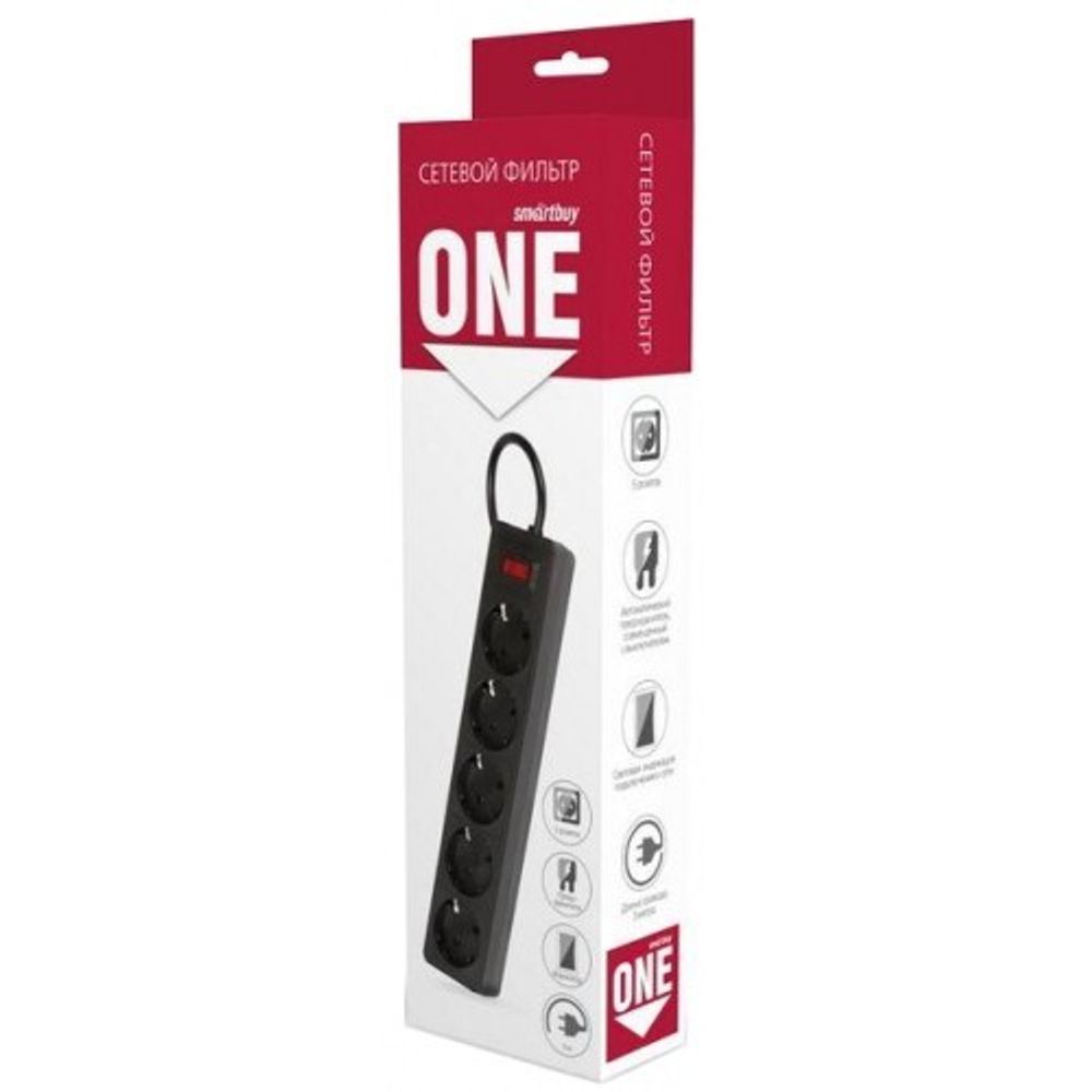 Фильтр сетевой Smartbuy 1.8 м Black 5розеток