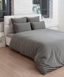 Постельное белье 2 спальное евро Bovi Soft Sateen серо-зеленое