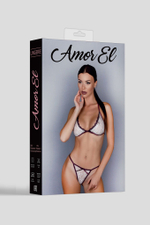 Стильный комплект белья с контрастной отделкой (Размер: S-M) (Цвет: белый)