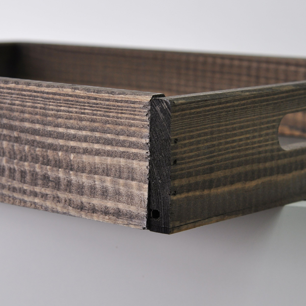 Деревянный поднос 38х28 см в стиле рустик (состаренный), столик для завтрака в постель Флоутард, для кухни, бурый