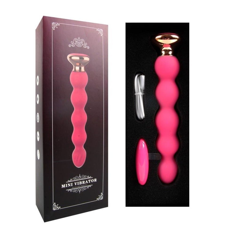 Розовый вибратор-ёлочка Mini Vibrator с пультом ДУ - 19 см. (Цвет: розовый)