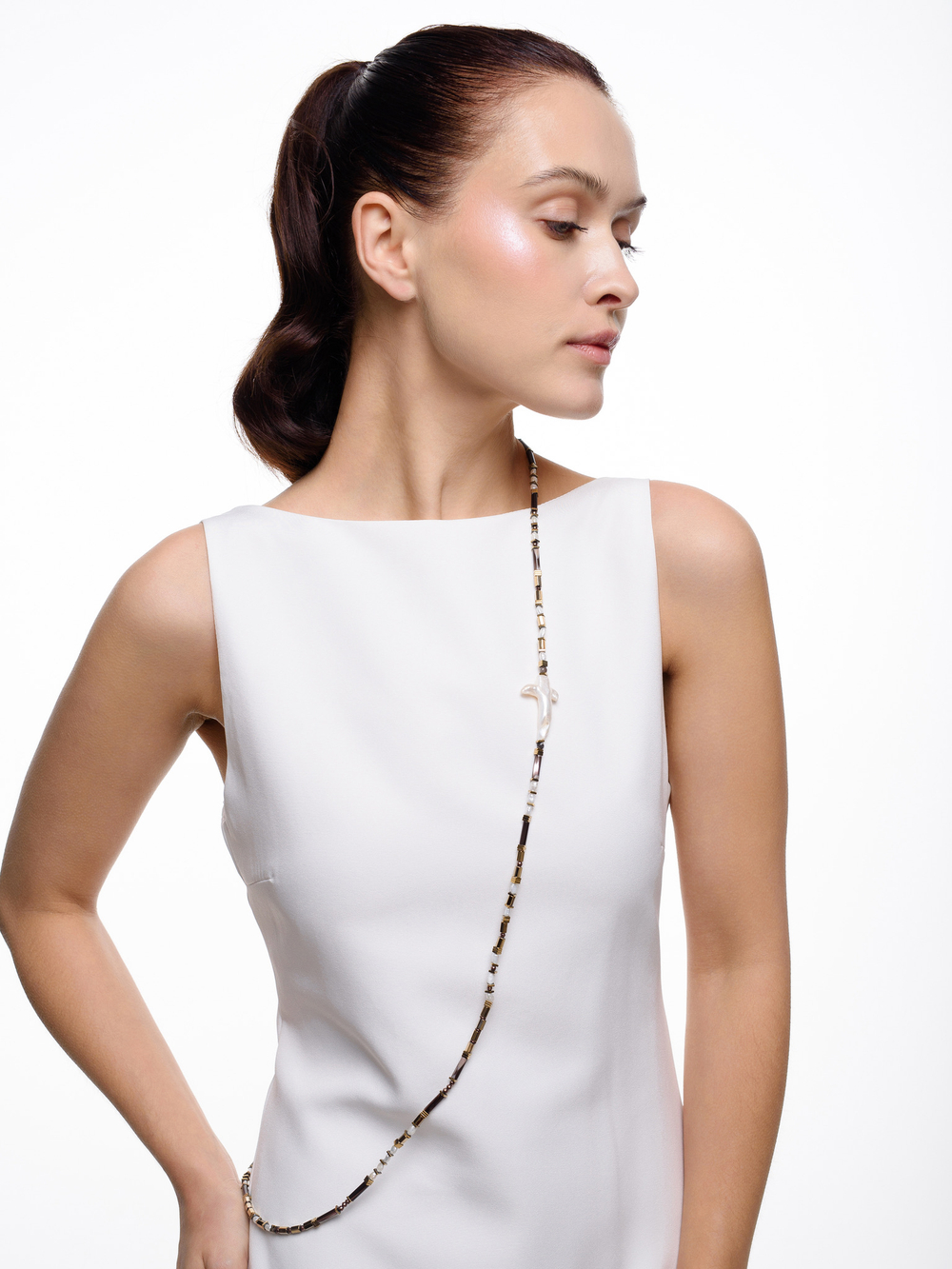 Сотуар "Hematite tube pearl cross" Gold