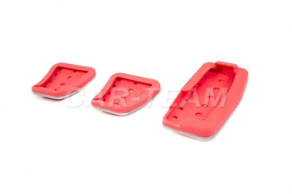 Накладки на педали металлические "Sal-Man" красные (под E-GAS) на Лада Приора, Гранта, Калина 1, Калина 2 (арт. 01428)