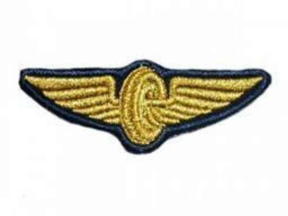 Нашив. вышит. Техзнак РЖД (птичка) синяя, золотой люрекс