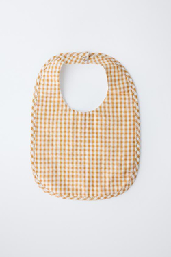 ZARA НАГРУДНИК В КЛЕТКУ ВИШИ, ГОРЧИЧНЫЙ