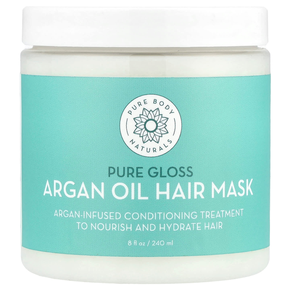 Pure Body Naturals, Маска для волос с аргановым маслом, чистый блеск, 240 мл (8 жидк. Унций)