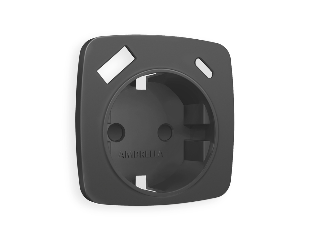 OP9100 Лицевая панель OMEGA (Графит Мягкое касание) для электрической розетки с/з со шторками 2USB A+C QUANT