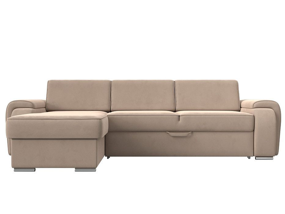 Диван угловой Лига-025 левый угол, Бежевый, Велюр, 119234L
