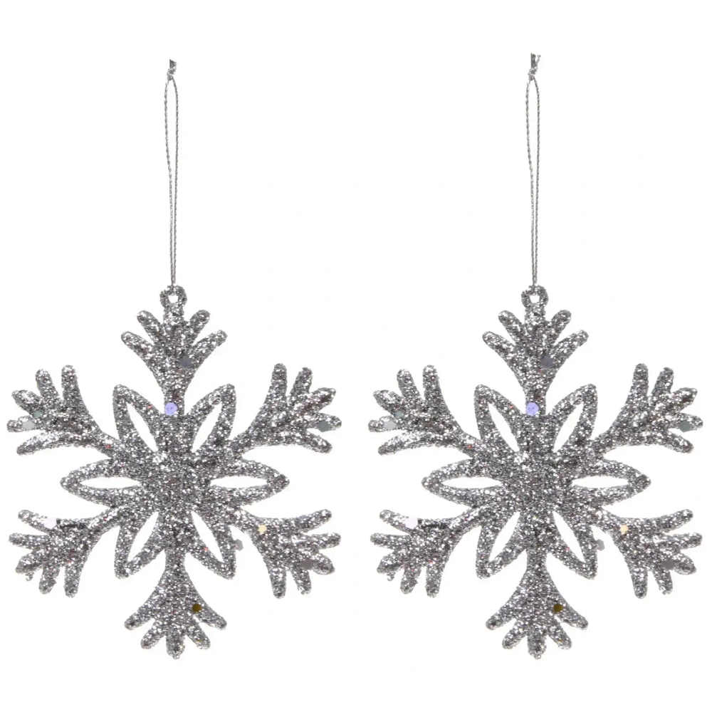 Подвеска «Снежное волшебство» 10 см (набор 2 шт), серебро
