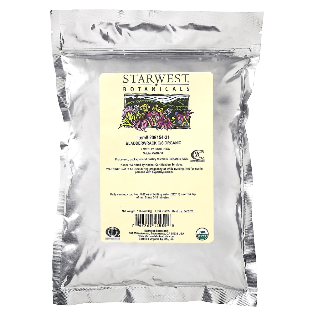 Starwest Botanicals, органическая ламинария, нарезанная и просеянная, 453,6 г (1 фунт)