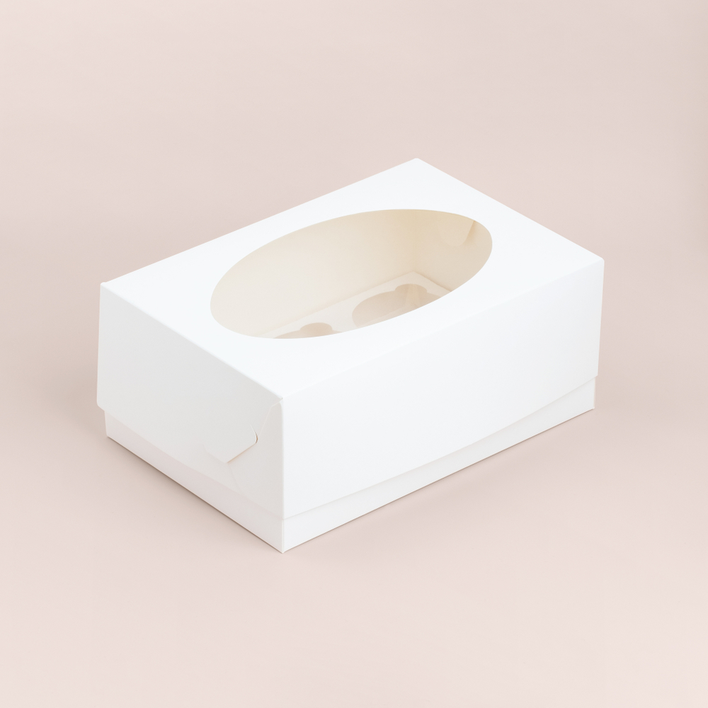 Коробка для 6 капкейков с овальным окном 235*160*100 мм