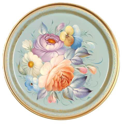 Жостовский поднос декоративный, размер 22 см (A5), металлический