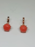 Серьги бижутерные с кораллом прессованным