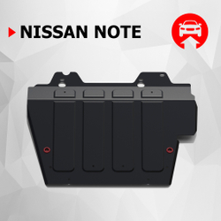 Защита картера и КПП АвтоБроня для Nissan Note I (V - 1.6) 2005-2013, штампованная, сталь 1.8 мм, с крепежом, 111.04146.1