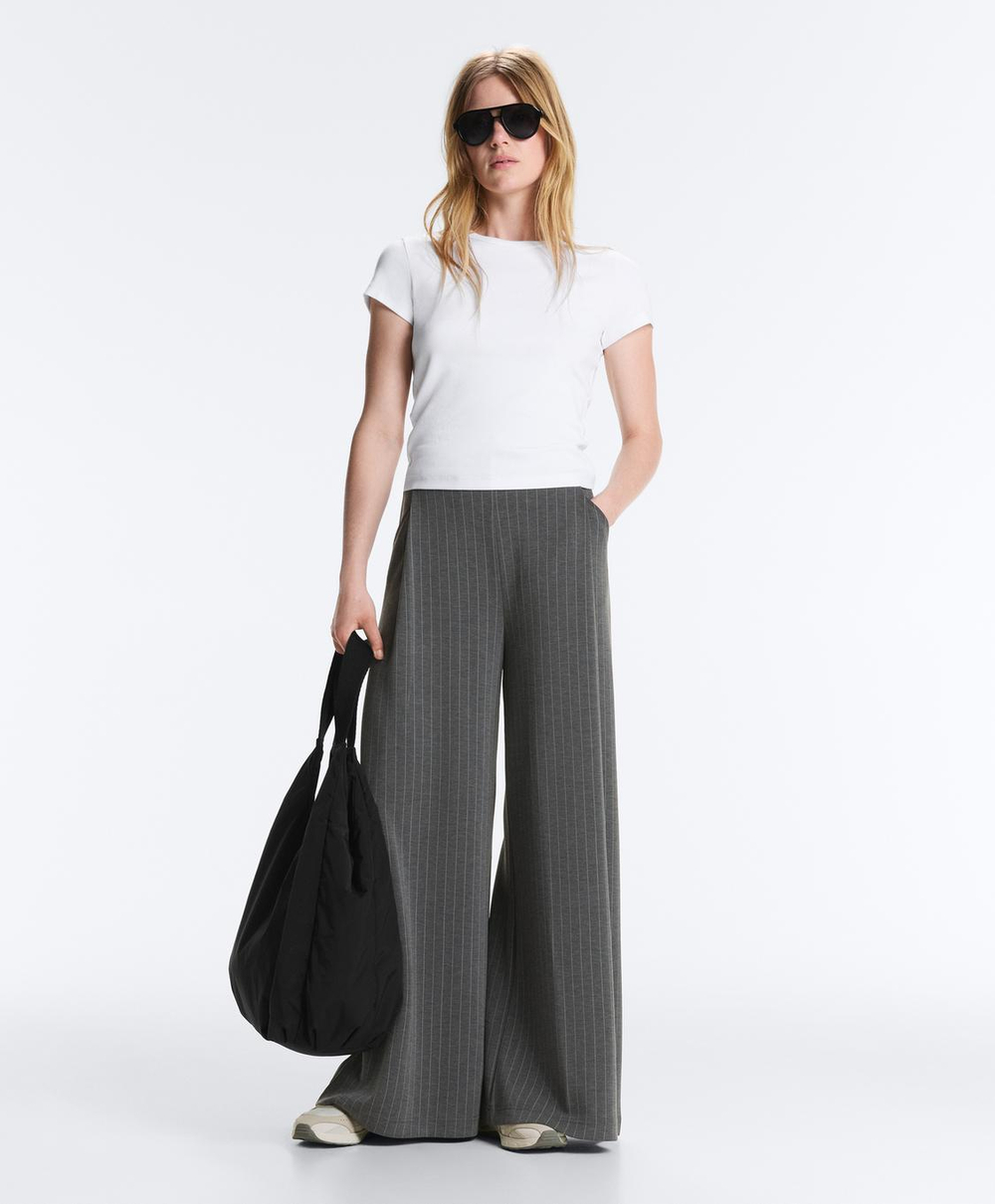 Oysho Широкие брюки из мягкого на ощупь модала в тонкую полоску, темно-серый