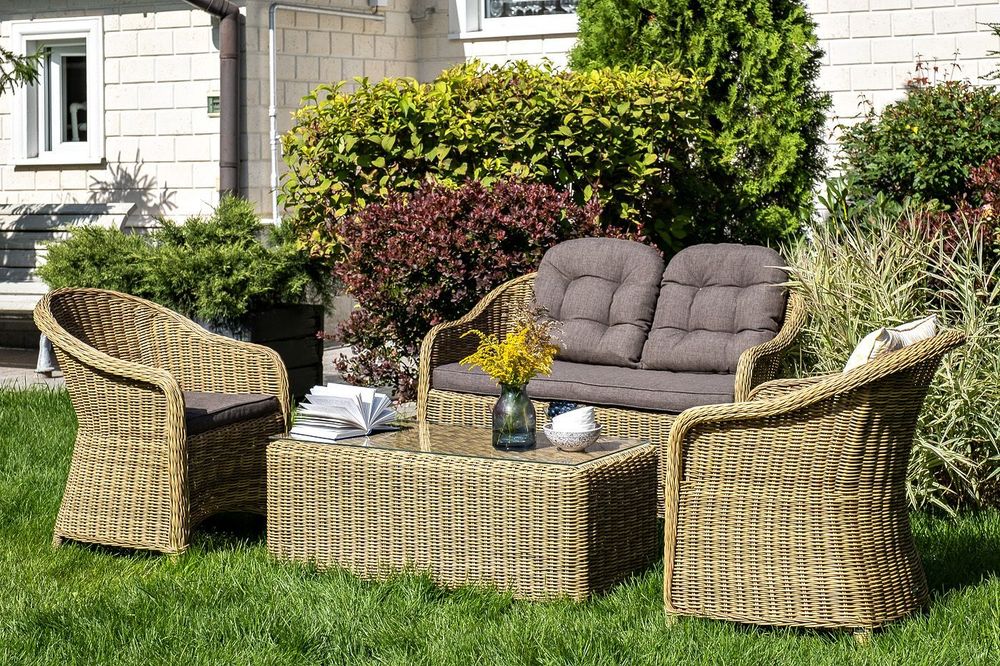 "Равенна" диван двухместный плетенный из ротанга, цвет соломенный