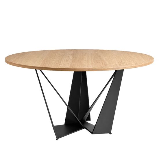 Круглый обеденный стол 1046-Ø150 из дуба и черной стали