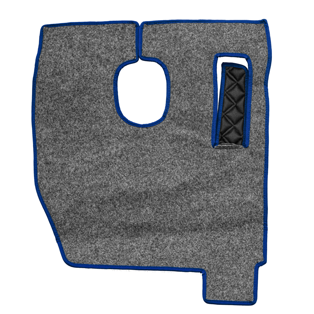 Ковры SHACMAN F3000 (экокожа, черный, синий кант, синяя вышивка)