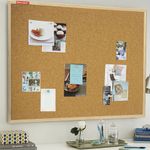 Доска пробковая для объявлений 90х120 см, деревянная рамка, ГАРАНТИЯ 10 ЛЕТ, РОССИЯ, BRAUBERG, 236861