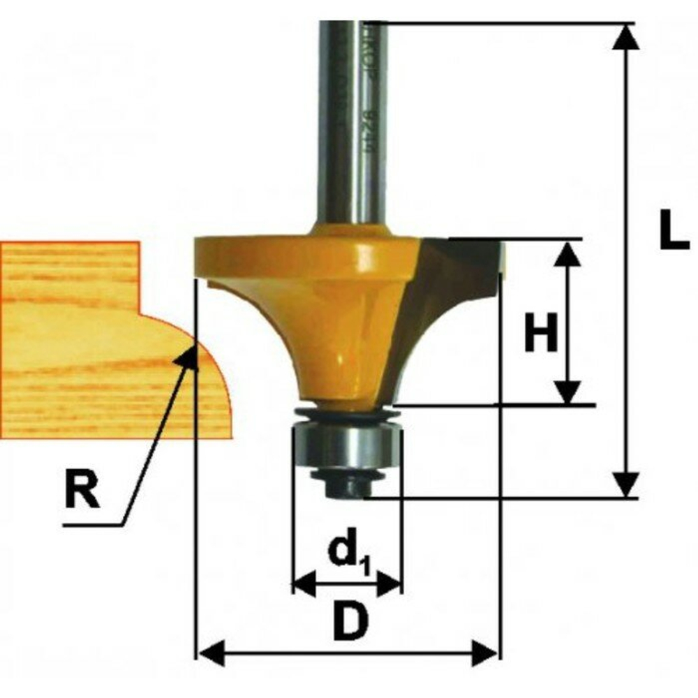 Фреза ЭНКОР кромочная калевочная 19*10мм R3.2мм хв.8мм (9240)