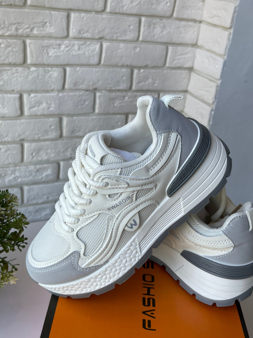 Женские кроссовки RWAROIR белые с массивной подошвой, дышащие, повседневные, стильные