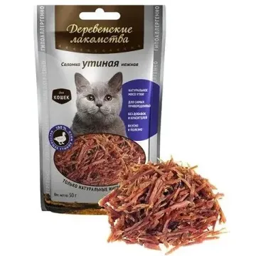 Деревенские Лакомства для кошек Соломка УТИНАЯ нежная, 45 гр