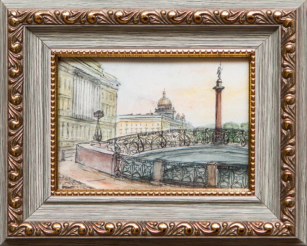 Картина акварелью "Певческий мост" Лопухова